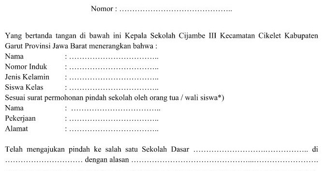 beasiswa spj contoh Contoh untuk Keterangan Surat Pindah Siswa Sekolah Format