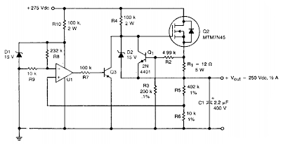 HV Regulator with Foldback current limiting Circuit Digram