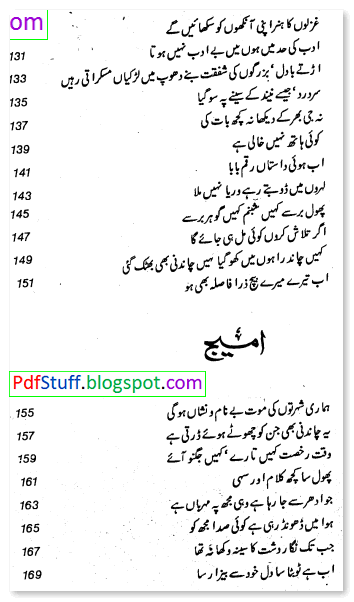 Contents of the Urdu Poetry book Koi Sham Ghar Bhi Raha Karo