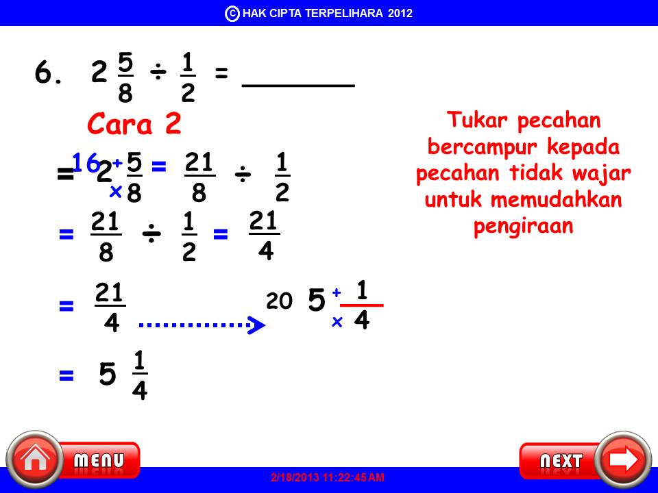 AZIMAT MATEMATIK: PECAHAN BERCAMPUR BAHAGI PECAHAN WAJAR