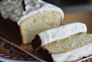 Vanilla Bean Cream Cheese Pound Cake Loaf {Vanilla Bean Frosting}