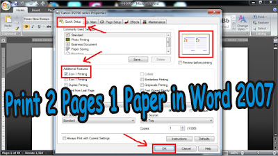 How to Print 2 Pages 1 Paper in Word 2007