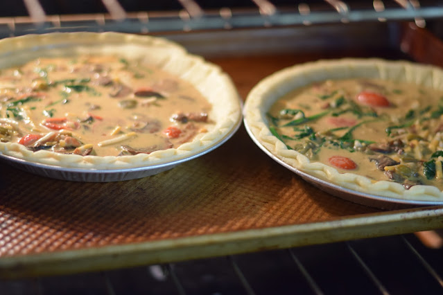 the Easy Vegan Just Egg Vegetable Quiche Recipe  baking in the oven.