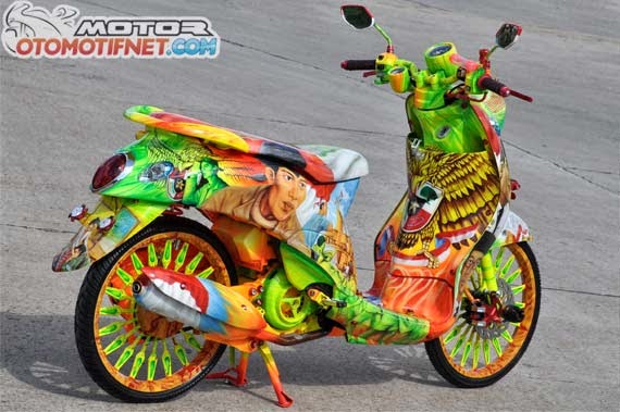 Modifikasi Yamaha Mio Fino 2012 Airbrush dengan 