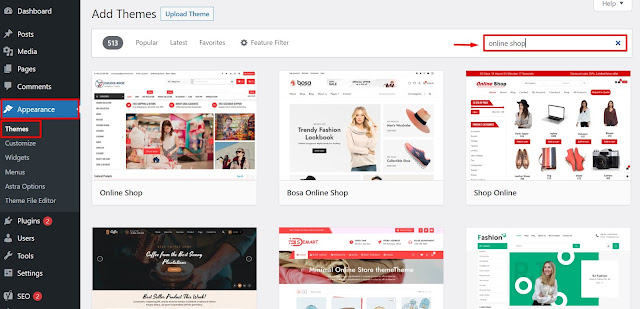 buat website bisnis, website umkm - klik appearance - klik themes - pilih tema