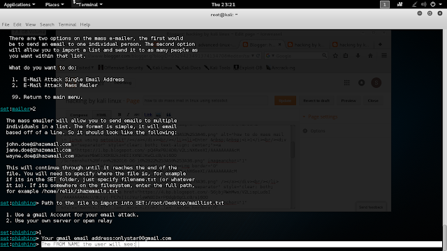 how to do mass mail in linux using setoolkit