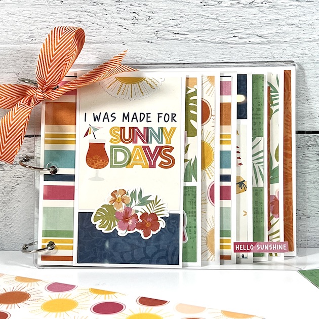 Sunny Days Summer Mini Scrapbook by Artsy Albums made with a clear acrylic waterfall style album
