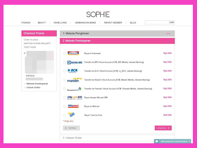 order online sophie, sophie paris online, online order, cara belanja sophie paris, metode pembayaran sophie order, cara bayar sophie, mocash bri, cod sophie, transfer online, internet banking