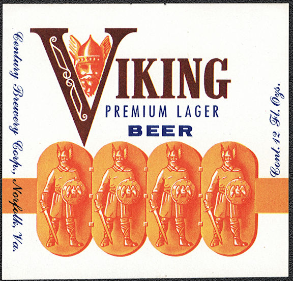Viking Premium Lager Beer Bottle Label - Norfolk, VA