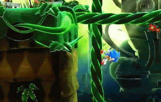 Le personnage de Sonic sur une liane