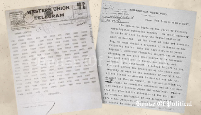 The Zimmerman Telegram, sent in January 1917 by the German foreign minister Arthur Zimmermann to his ambassador in Mexico, is one of the most famous documents of World War I