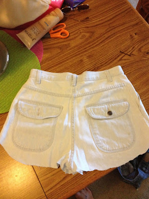 jean shorts, high waisted shorts, goodwill finds, diy, tie dye, 4th of july shorts