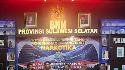 Asintel Kasdam XIV/Hasanuddin Hadiri Pemaparan Press Release Akhir Tahun Pemusnahan BB Narkoba di BNNP Sulsel