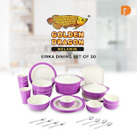 Dusdusan Golden Dragon Melamine Erika Dining Set (Set of 30) ANDHIMIND