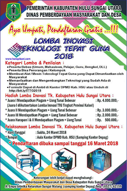 Lomba Inovasi tepat guna 2018 tingkat kabupaten