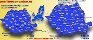 Harta județelor dupi PIB-ul pe locuitor