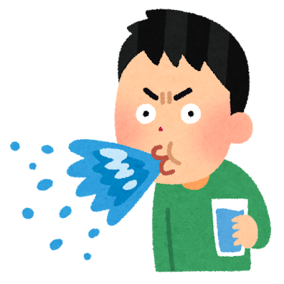 飲み物を噴く人のイラスト