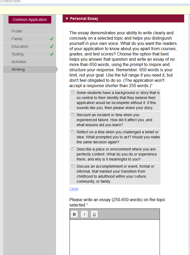 common application essay help requirements