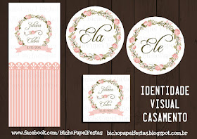 kit identidade visual casamento rosa