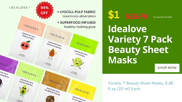 94% OFF Idealove Variety 7 Pack Beauty Sheet Masks for $1 USD