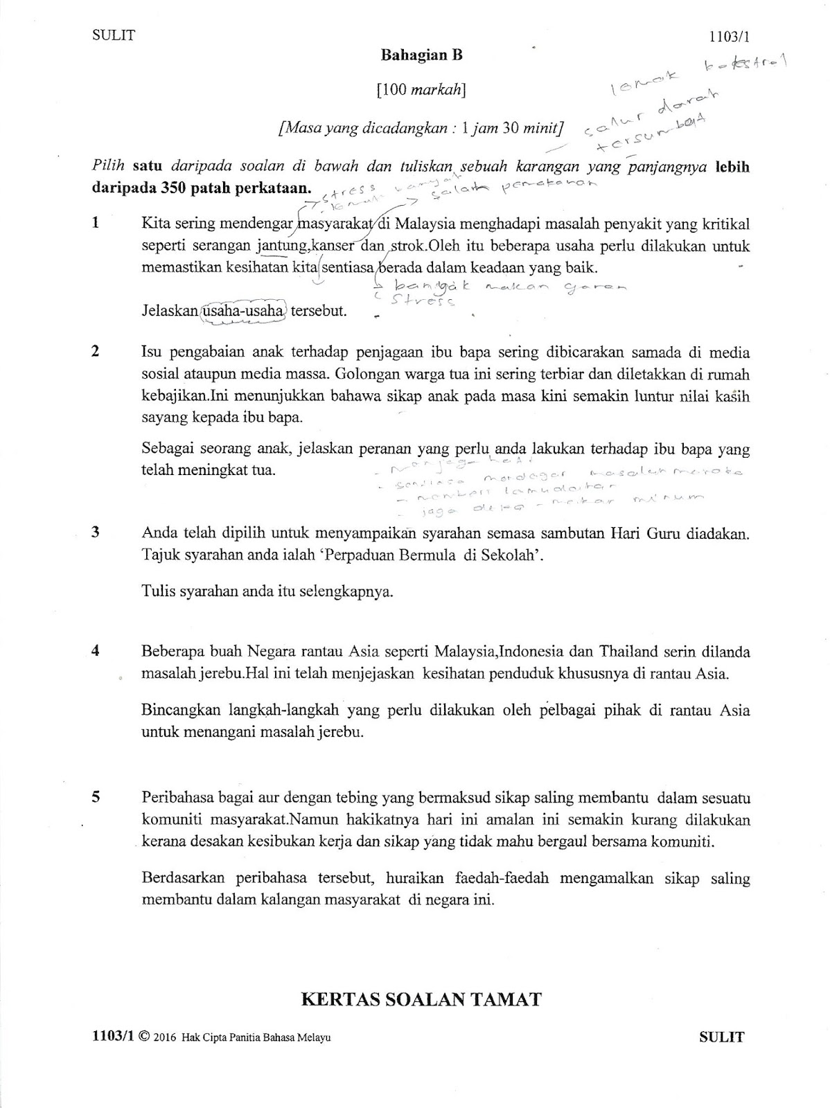 Contoh Soalan Karangan Spm Bahagian A - Terengganu v