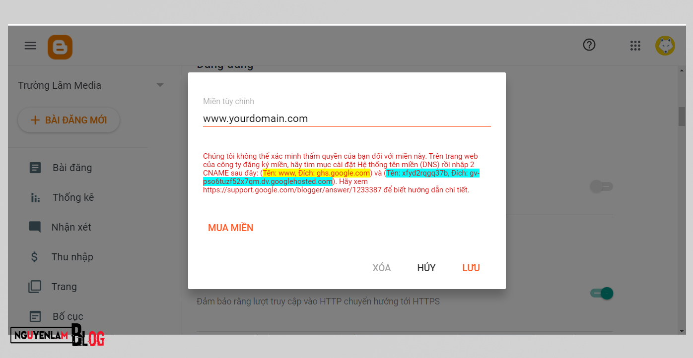 Cách Thêm Tên Miền Vào Blogger Update 2021 IMG 2