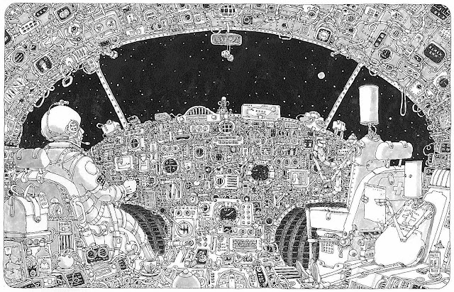 a Mattias Adolfsson drawing of an astronaut