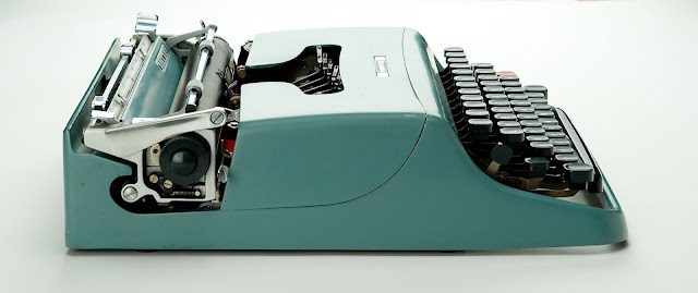 Blue typewriter