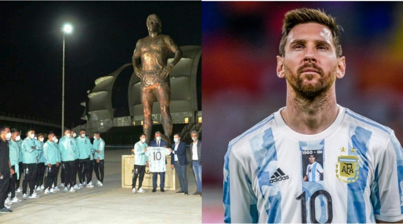 Lionel Messi and Argentina pay tribute to Diego Maradona in the first national team match since his departure The Argentine Football Association commemorated one of the most prominent legends of the game, the late Diego Maradona, by erecting a statue of him that was revealed before the national team match against Chile at dawn on Thursday in the Latin American qualifiers for the 2022 World Cup.