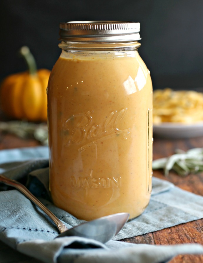 Recipe for a creamy sauce flavored with pumpkin puree, sage and smoked paprika.