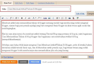 Cara Membuat Artikel - Membuat Tulisan Di Blogger 2