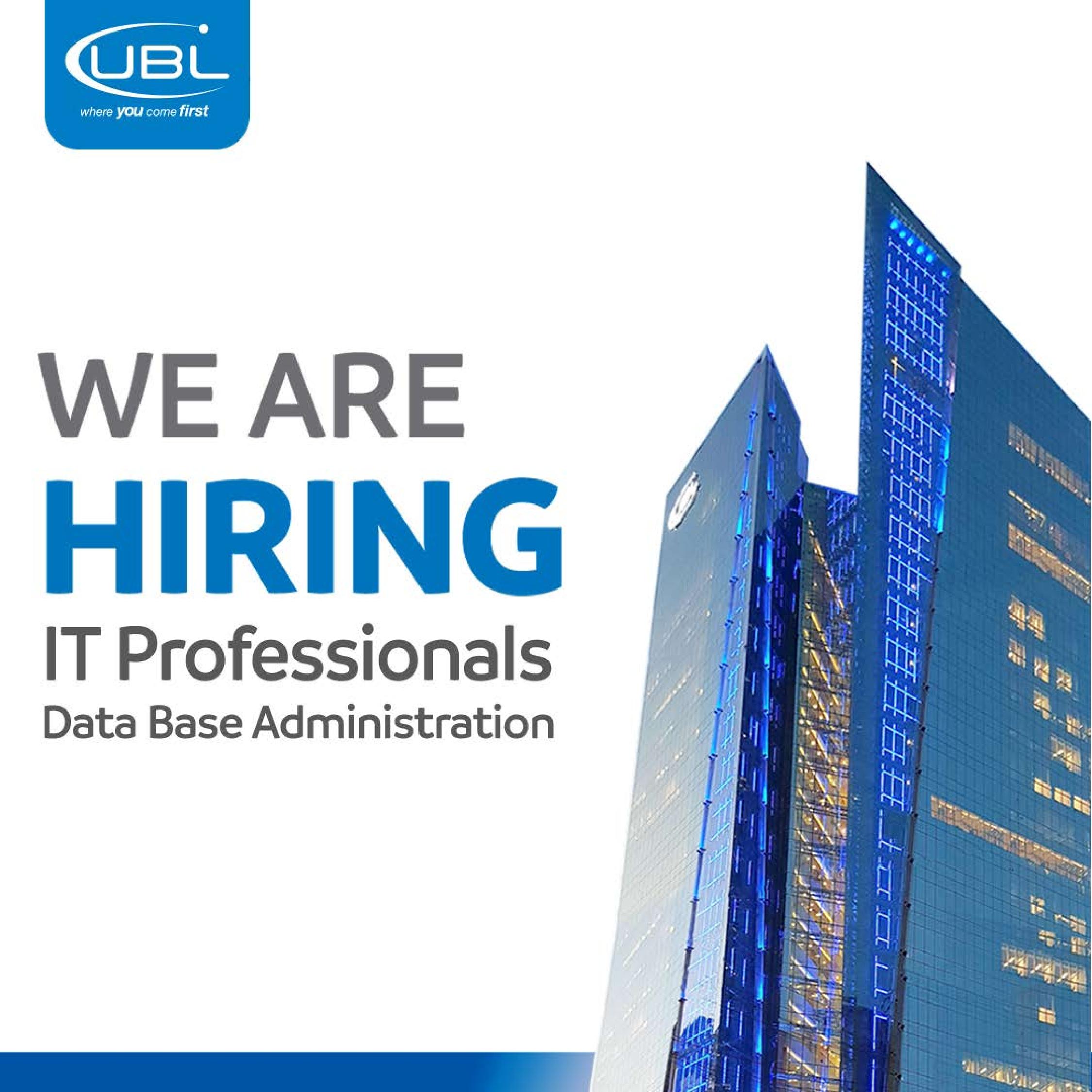 United Bank Limited (UBL) is hiring Technology Professionals