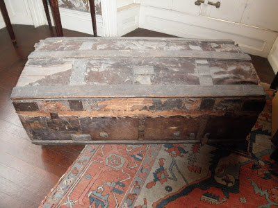 antique wooden travel chest, museum collection care, art conservator needed