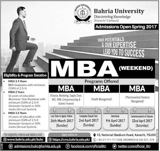 Bahria University Karachi, Bahria Karachi MBA Admissions