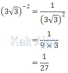 (3√3)^(-2), mengubah pangkat negatif menjadi positif, soal matematiak SMP UN 2019