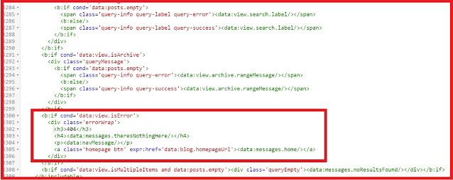 Edited embedded 404 code in Akinyemi's journal blogger blog's HTML