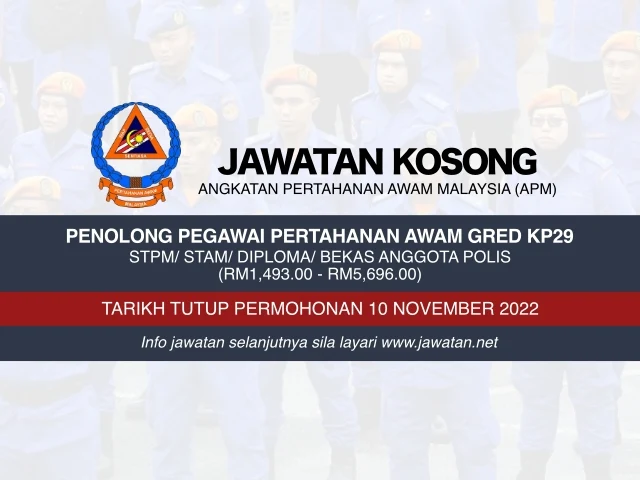 Jawatan Kosong Angkatan Pertahanan Awam Malaysia (APM) 2022