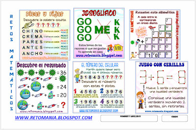 Descubre la Palaba, La palabra ocultad, Juego de Palabras, Picas y Fijas, Desafíos matemáticos, Problemas matemáticos, Retos matemáticos, Jeroglíficos, Criptoaritmética, Criptosuma, Alfamética, Juego con Cerillas, Fósforos, 