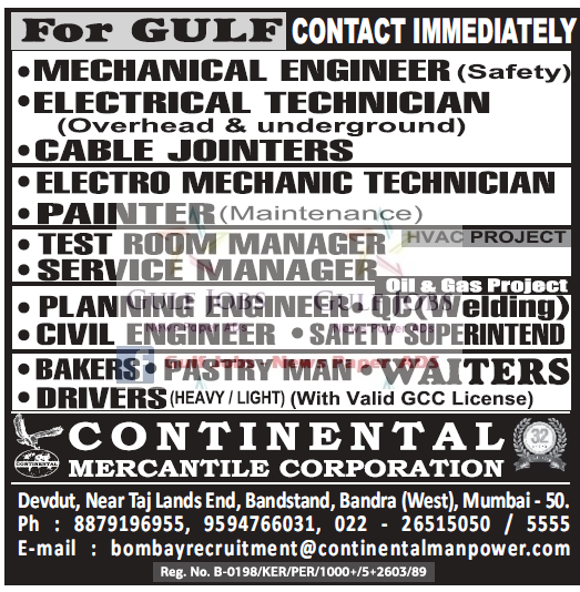 Latest Jobs for Gulf countries