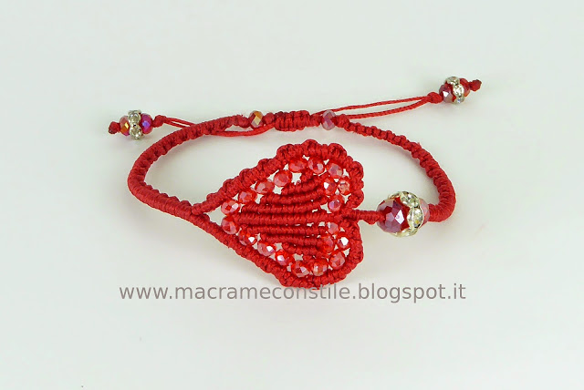 MACRAME bracciale rosso chiusura regolabile