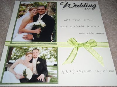 These are scrapbooking pages from the wedding scrapbook I made of their 