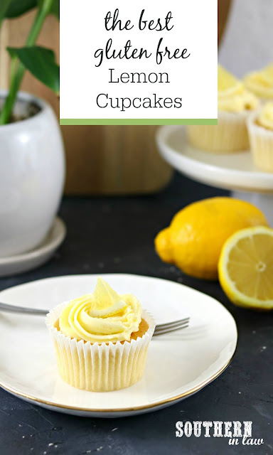 The Best Gluten Free Lemon Cupcakes Recipe - light, fluffy, easy, quick, dessert, lemon buttercream frosting recipe