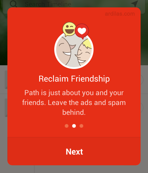Cara Mendaftar / Membuat Akun di Aplikasi Path - Android - Reclaim Friendship. Next