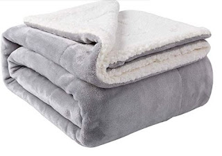 NANPIPER Sherpa Throw Light Grey 50"x60" Ultra-Plush Bed Blanket Soft Warm Throw