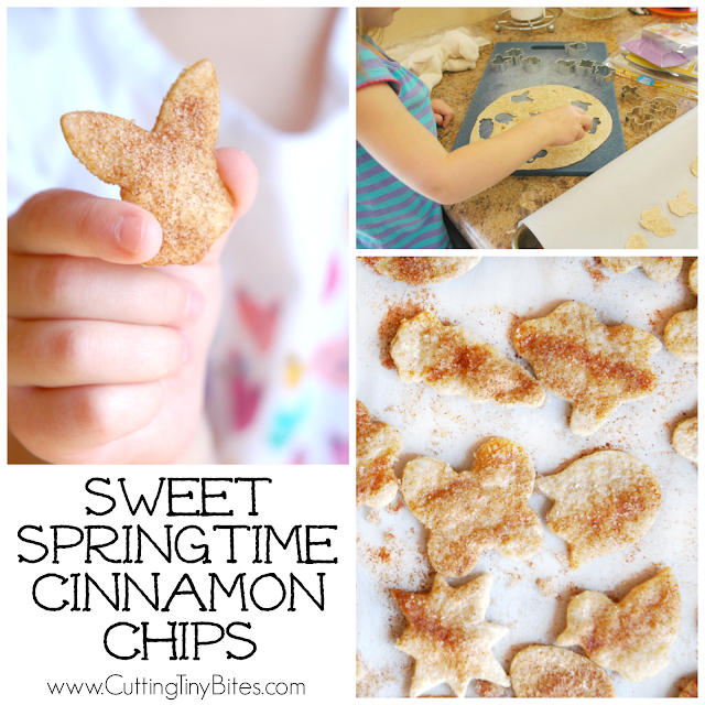 Springtime Cinnamon Chips.  Simple, easy, and healthy spring or easter snacks for kids to make.