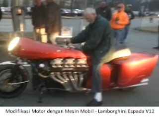 Modifikasi Motor dengan Mesin Mobil - Lamborghini Espada V12