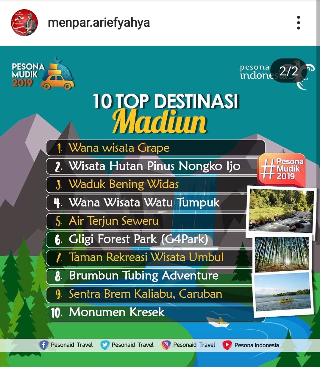 Top 10 Destinasi Wisata Madiun 2019 Menurut Pak Menteri