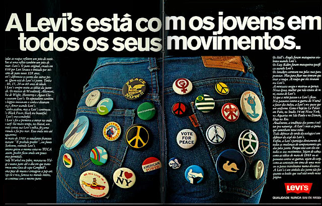 anúncio de jeans levi's de 1979;  moda anos 70; propaganda anos 70; história da década de 70; reclames anos 70; brazil in the 70s; Oswaldo Hernandez