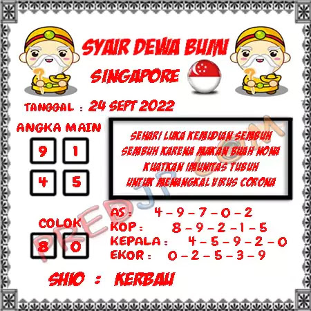 Prediksi Dewa Bumi Togel Singapura Sabtu 24 September 2022