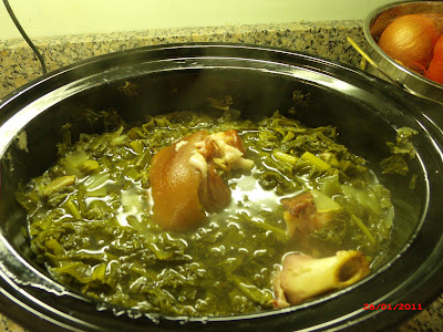 Cooked Mustard Greens and Ham hocks